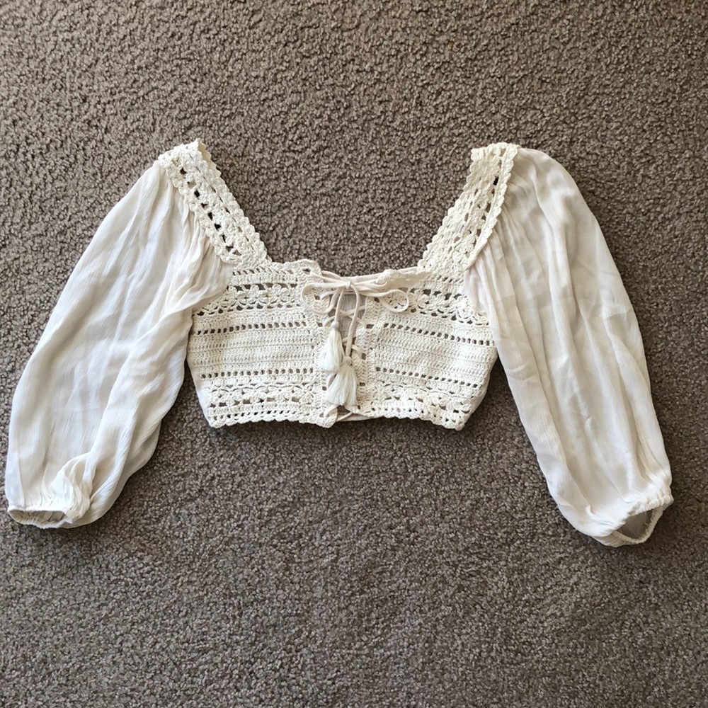 New - White Crochet Crop Top